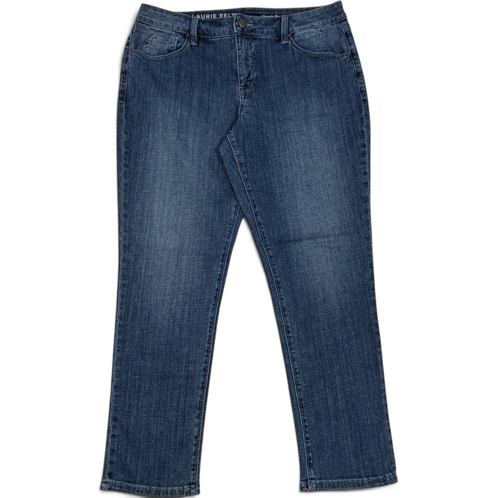 Laurie Felt LA Classic Boyfriend Jeans Medium Wash Blue Stretch Denim 12P
